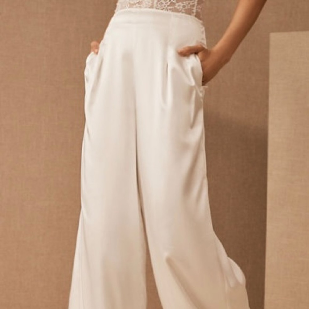 BHLDN  Sau Lee Wide- Leg Ivory Silk Pants